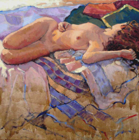 MODELO CAMA Oil Canvas Figure Painting