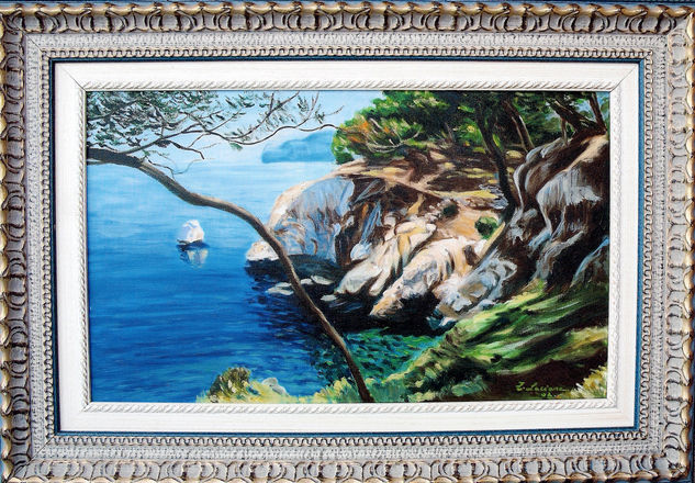 Cala Mallorquina II Oil Textile Marine Painting