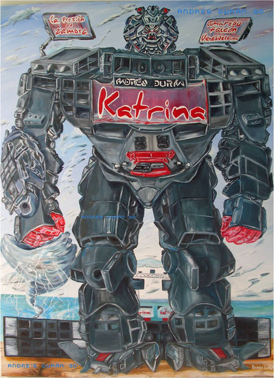 Miniteca Katrina en Version Robot, Cumarebo,Estado Falcón,Venezuela Oil Canvas Figure Painting