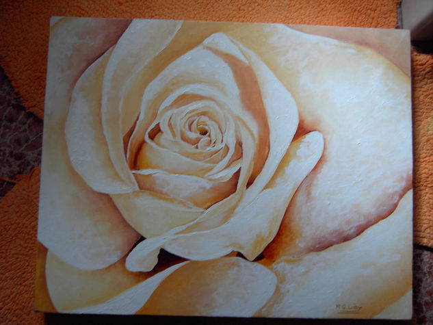 rosa blanca Oil Canvas Landscaping