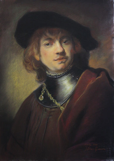 rembrandt autoretrato joven Pastel Papel Retrato