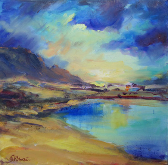 Lago en luz Oil Canvas Landscaping