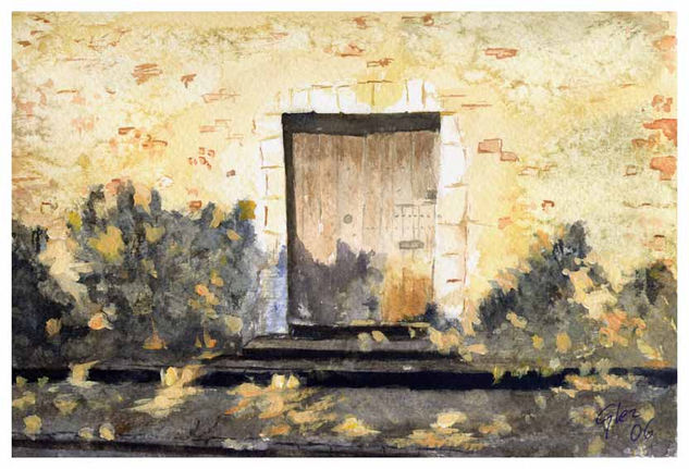 Puerta de Besalú (Gerona) (2) Watercolour Card Landscaping