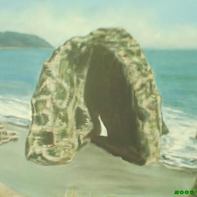 Piedra calabocillos, René Garrido, constitucion, chile.- Acrylic Canvas Marine Painting