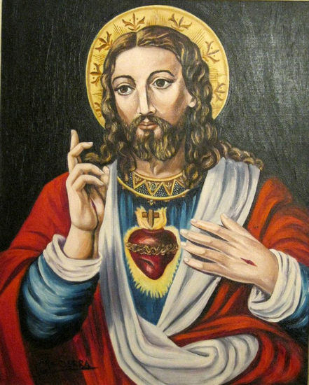 EL CORAZON DE JESUS Óleo Lienzo Retrato