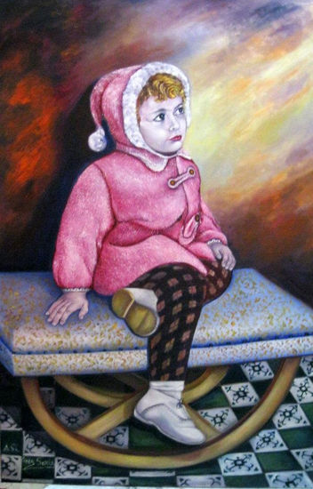 EL NIÑO DE ROSA Oil Canvas Portrait