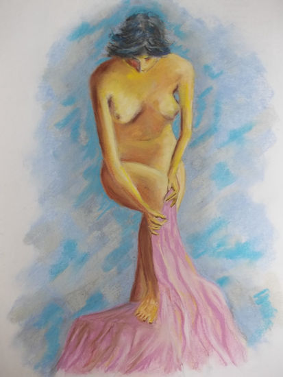 Afrodita en el baño Pastel Card Nude Paintings