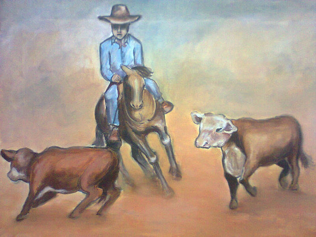 Rodeo del norte. (Pablo Moran maire  las cañas , constitución, chile) Acrylic Canvas Animals