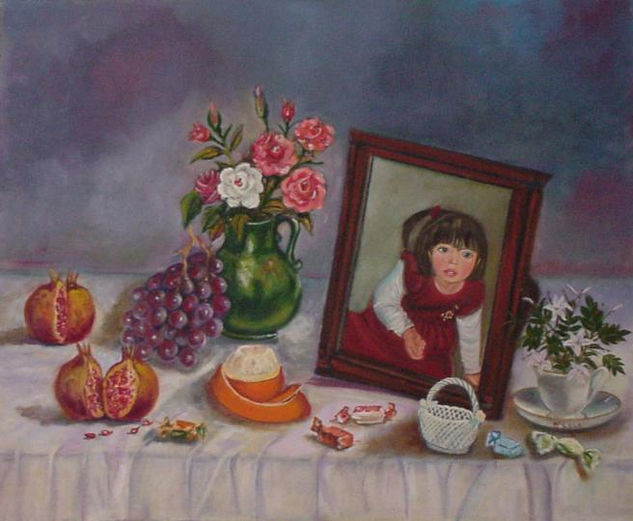 Mesa con cosas Oil Canvas Still Life Paintings