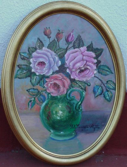 Las 3 Rosas Óleo Tabla Floral