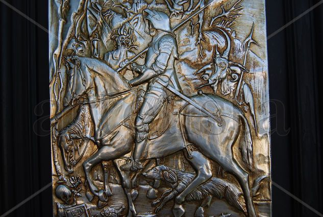 Knight, Death and the Devilt Albrecht Dürer.JJgaliciaMetalRelief Metal Figurativa