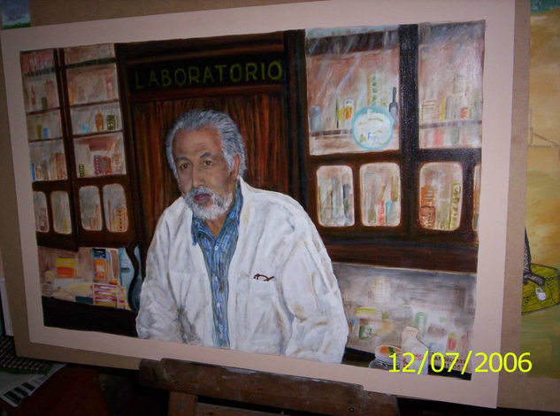 Carlitos boticario Oil Panel Portrait