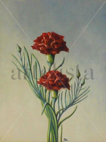 Claveles Oil Canvas Floral Painting