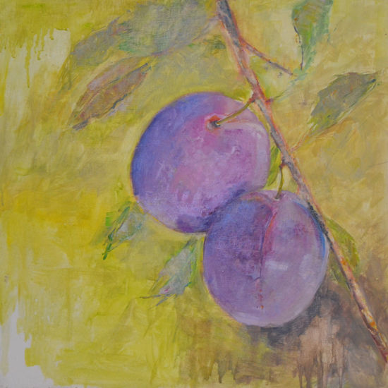 Ciruelas Oil Panel Still Life Paintings