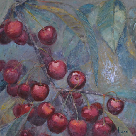 Cerezas en la rama