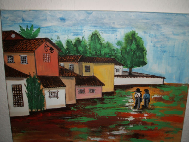 "EL PUEBLO 1" Watercolour Canvas Landscaping