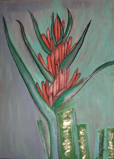 "HELICONIA  ESPECIAL" Oil Canvas Floral Painting