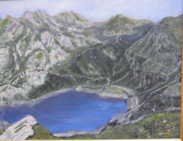 Lago de la cueva Oil Canvas Landscaping