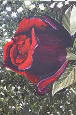 ROSA ROJA Óleo Lienzo Floral