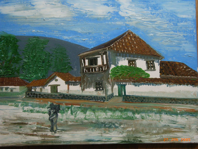 "LA CASA  MAS BONITA DEL PUEBLO" Oil Canvas Landscaping