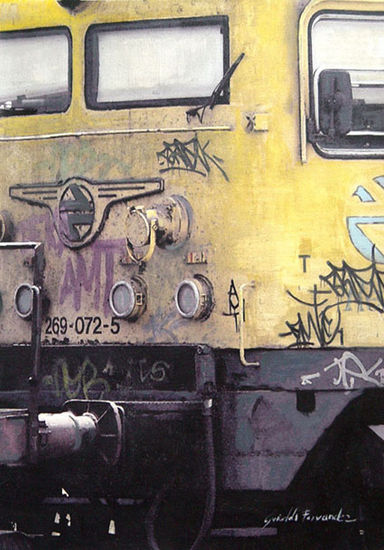 tren amarillo Media Mixta Lienzo Otros