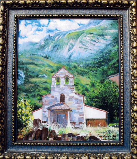 Iglesia rural Oil Textile Landscaping