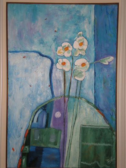 azul Oil Panel Floral Painting