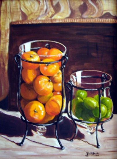 Mandarinas y Limas Oil Canvas Still Life Paintings