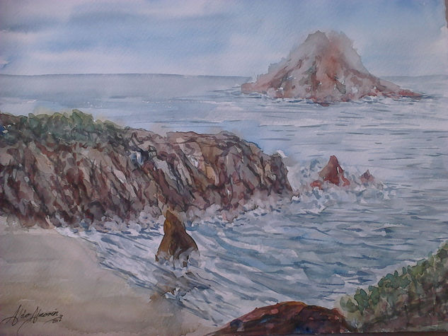 Playa y Mar Watercolour Paper Marine Painting