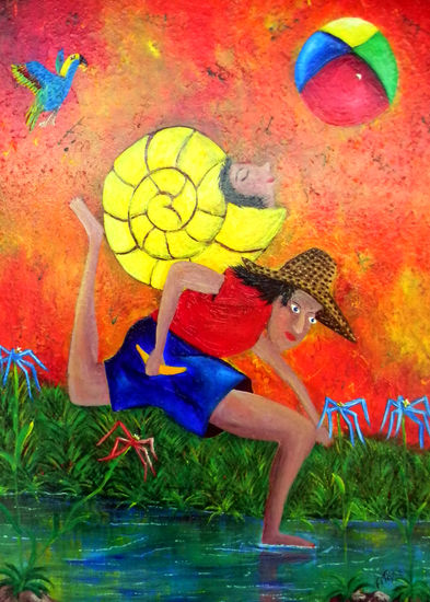 living in a shell Acrylic Canvas Figure Painting