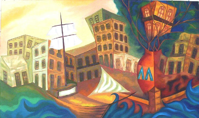 Ciudad de Fantasía Oil Canvas Landscaping