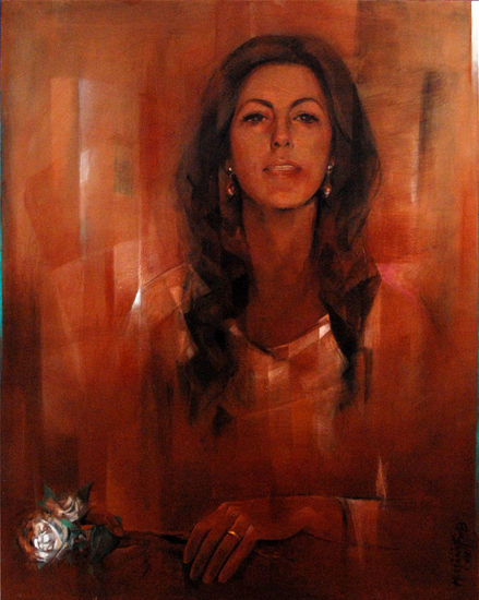 Retrato de Teresa Mixed media Canvas Portrait