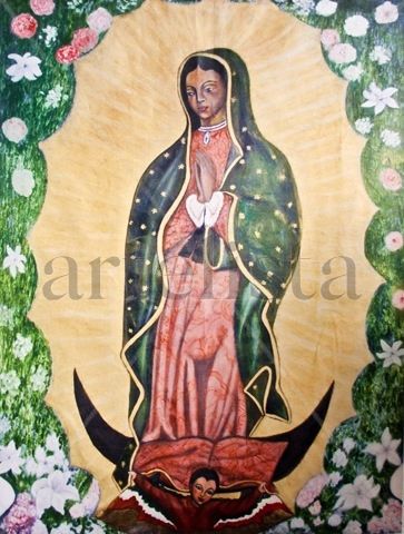 Guadalupe de Xcaret Óleo Tela Figura