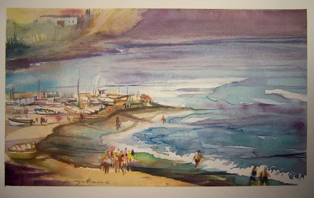 playa Watercolour Paper Marine Painting