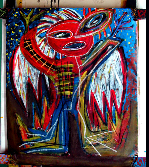 un angel erecto en la galaxia Mixed media Canvas Figure Painting