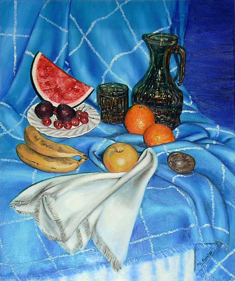 Bodegón azul Oil Canvas Still Life Paintings