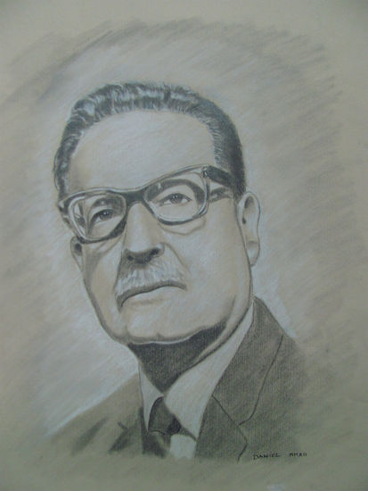 Salvador Allende Charcoal