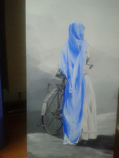 Viaje en bicicleta Acrylic Canvas Figure Painting