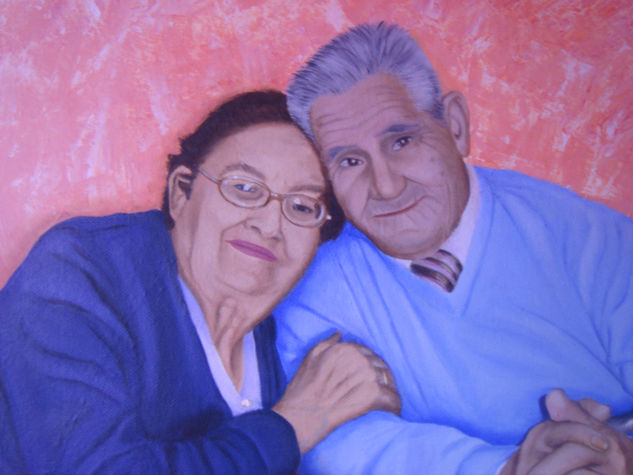 RETRATO DE ABUELOS Oil Canvas Portrait