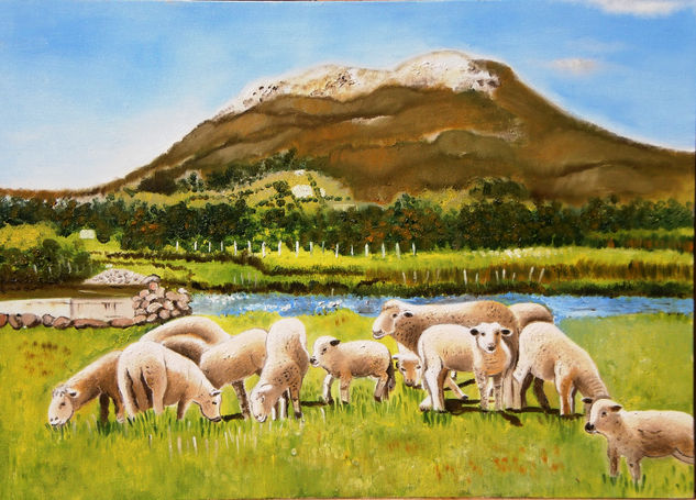 Flock of sheep Oil Canvas Animals