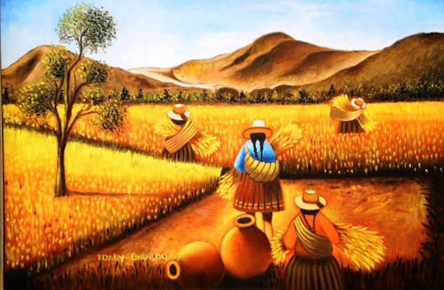 Field of wheat Oil Canvas Landscaping