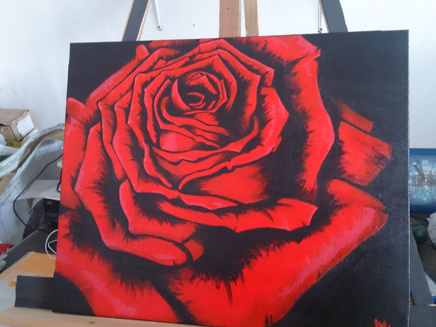 Rosa Acrylic Canvas Floral Painting