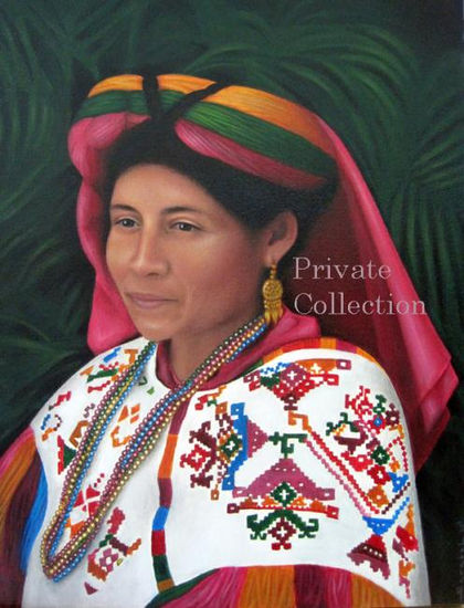 Mujer Huasteca. Acrylic Canvas Portrait