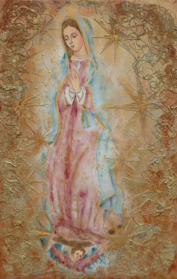 VIRGEN EN EL CIELO Oil Canvas Portrait