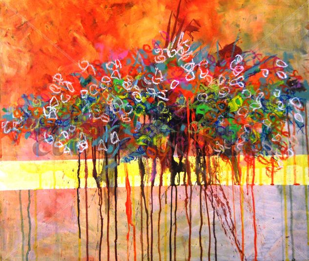 PRIMAVERA n.3 Mixed media Panel Floral Painting