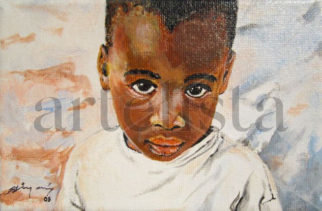 la mirada de Africa Oil Canvas Portrait