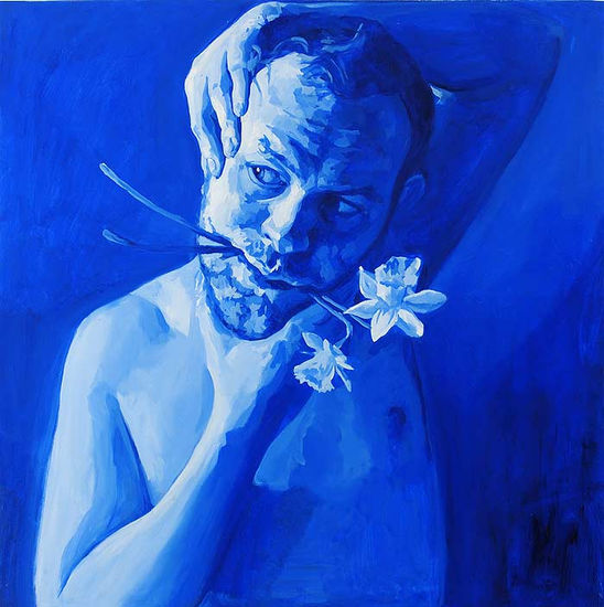 Self portrait in blue Óleo Lienzo Retrato