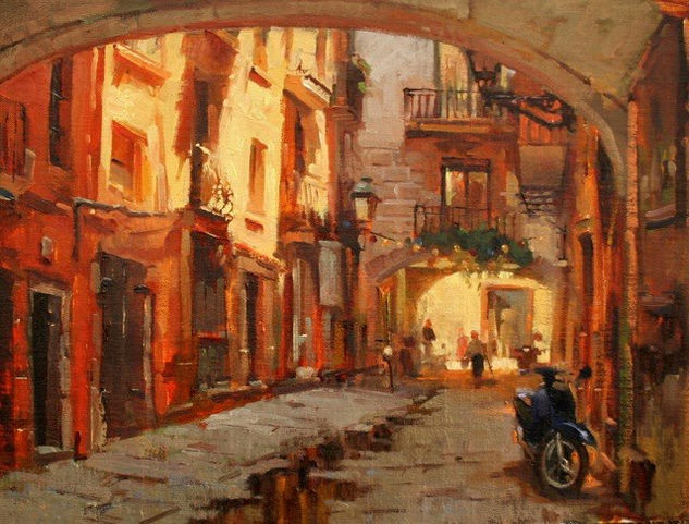 Patio del Barri Gotic Oil Canvas Landscaping