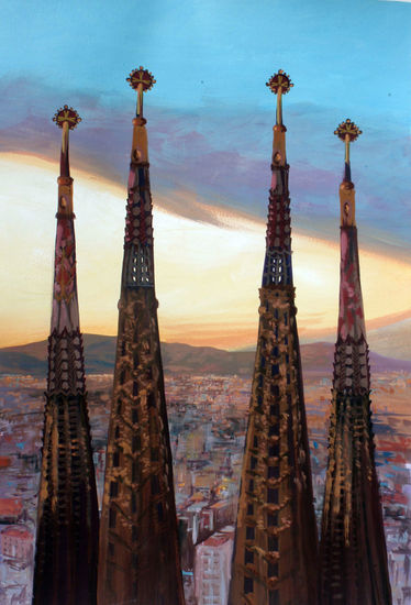 Sagrada Familia Gouache Papel Paisaje