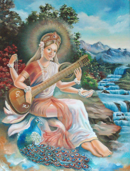 Diosa Saraswati Oil Canvas Others